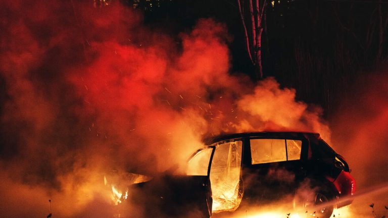 Hundreds of Crushed Cars Burn in Raging Lancaster Recycling Yard Fire