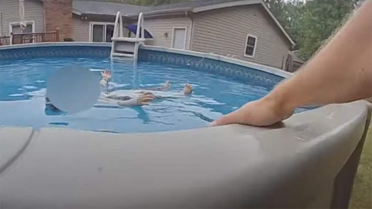 WATCH: Officer Saves Missing Toddler From Drowning In Pool