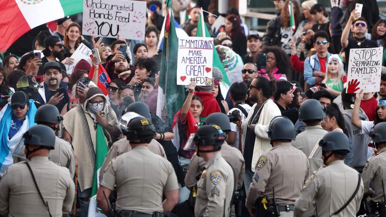 Hundreds of Demonstrators Resume Immigration Protests in Downtown LA