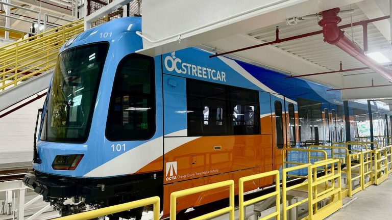 OC Streetcar’s First Train Arrives, Connecting Santa Ana to Garden Grove
