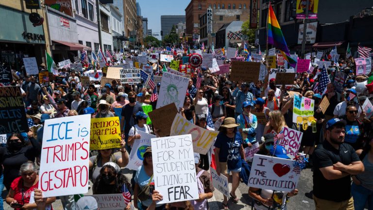Downtown Los Angeles Flooded with Protesters in `No Kings’ Rally