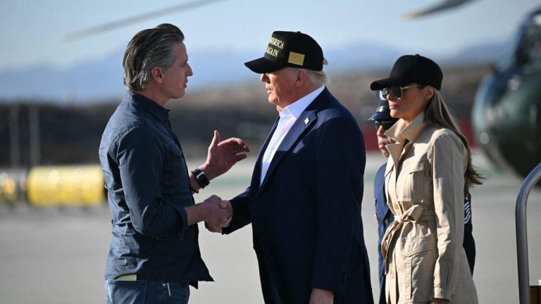 Gavin Newsom Greets President Trump As He Arrives To Tour Fire Damage