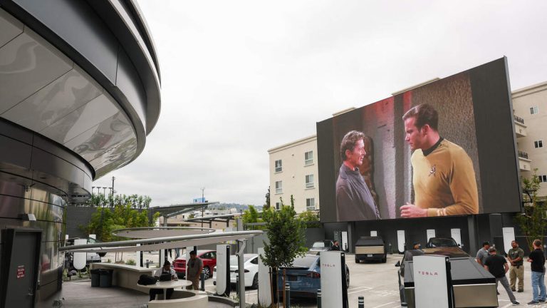 Tesla Diner’s Giant Movie Screen Blocks Views From Apartment Complex