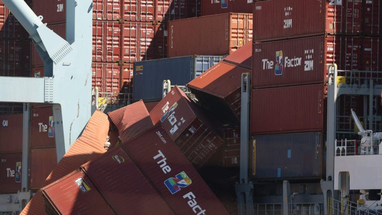 Over 60 Containers Fall Off Ship at Port of Long Beach