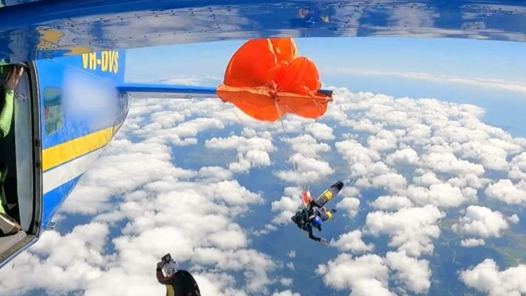 Heart-Stopping Video Shows Skydiver’s Parachute Get Caught On Plane’s Tail