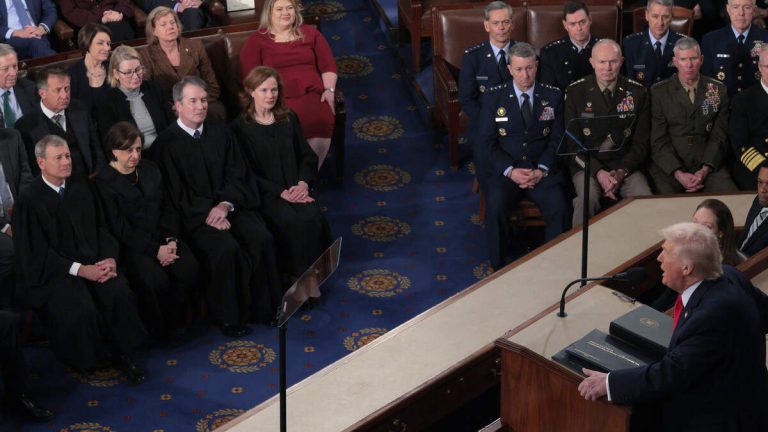 President Trump Addresses Supreme Court Tariff Ruling At State Of The Union