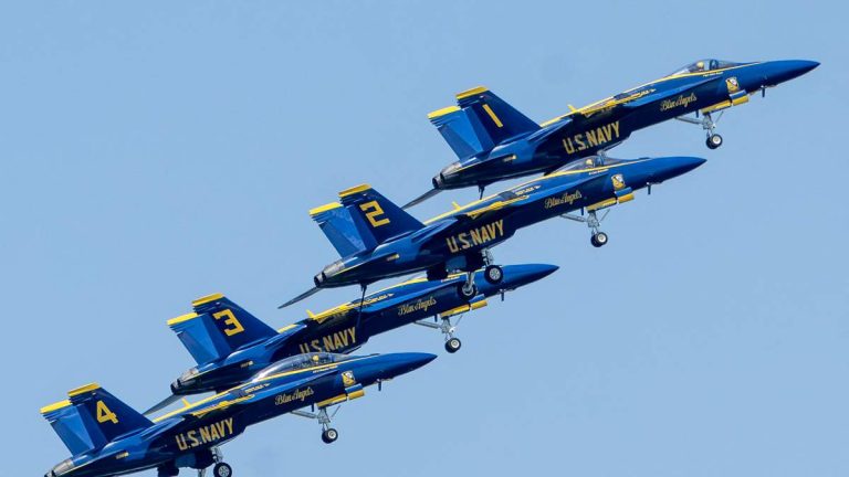 Blue Angels Reviewing Low Flight Over Pensacola Beach