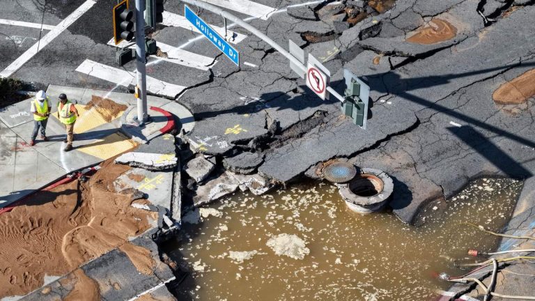 Repair Work on Sunset Boulevard Sinkhole Continues; Asphalt Pour Expected